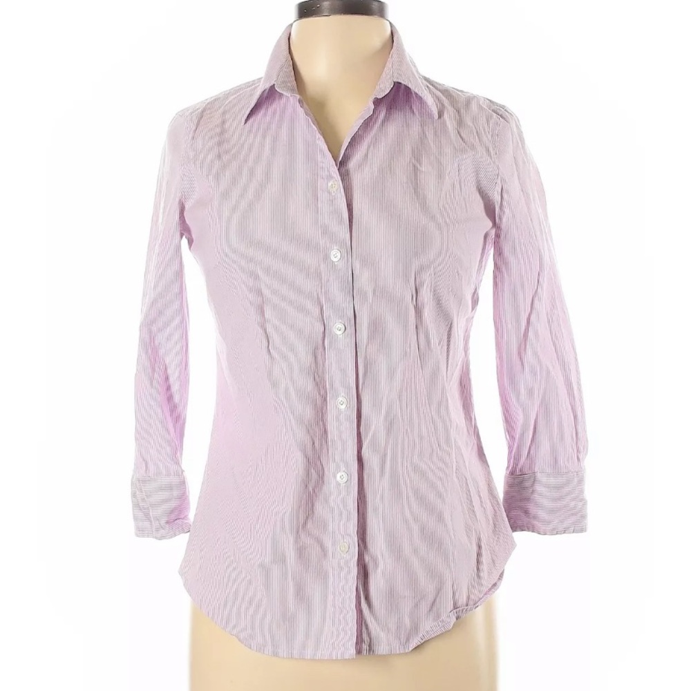 J.Crew Factory Haberdashery Lilac Pinstripe Cotton Button Up Long Sleeve Shirt.
